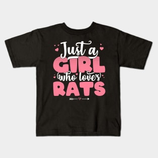 Just A Girl Who Loves Rats - Cute Rat lover gift print Kids T-Shirt